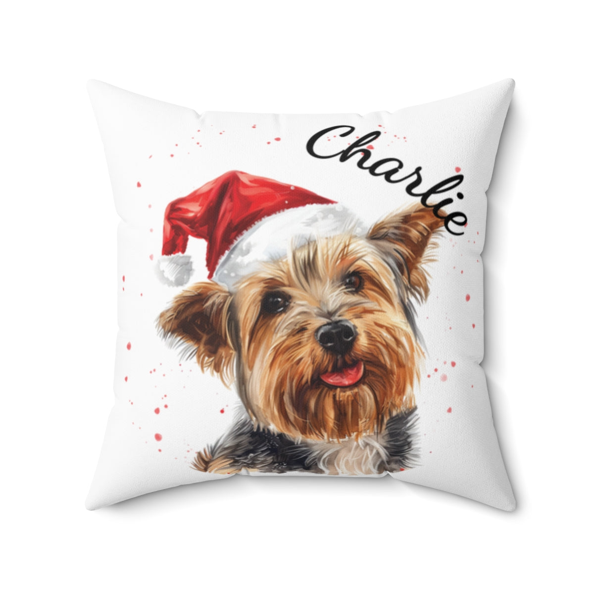 Christmas dog Cushions_Australian-Silky-Terrier-1 Personalised Dog Christmas Spun Polyester Square Throw Cushion with Insert
