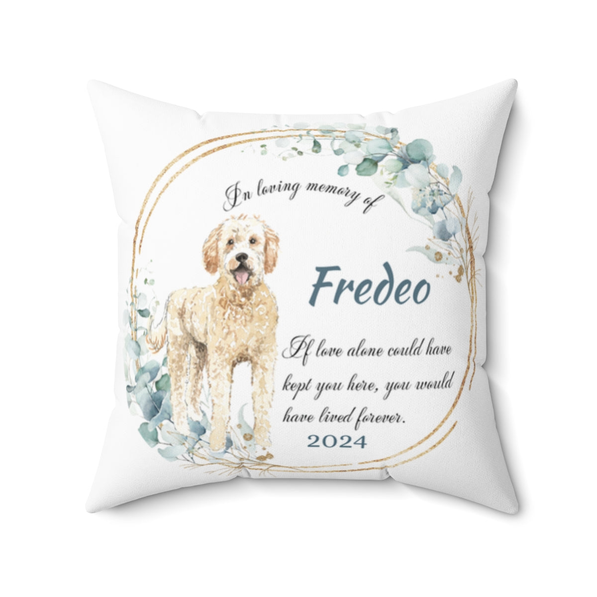 Memorial Golden Doodle Polyester Square Throw Pillow