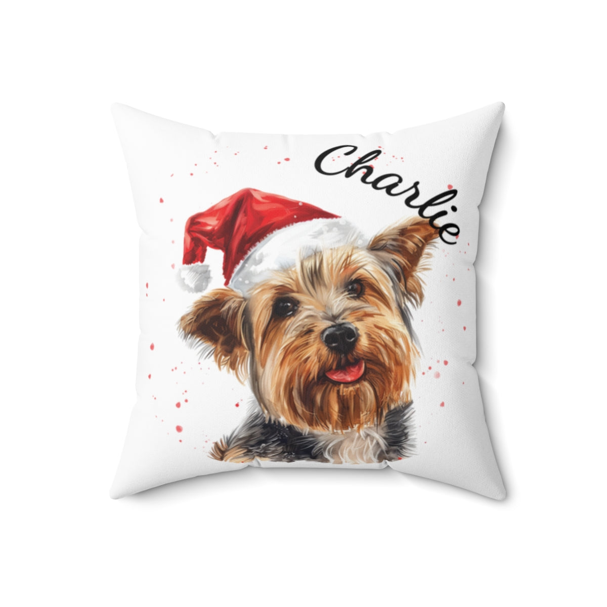 Christmas dog Cushions_Australian-Silky-Terrier-1 Personalised Dog Christmas Spun Polyester Square Throw Cushion with Insert