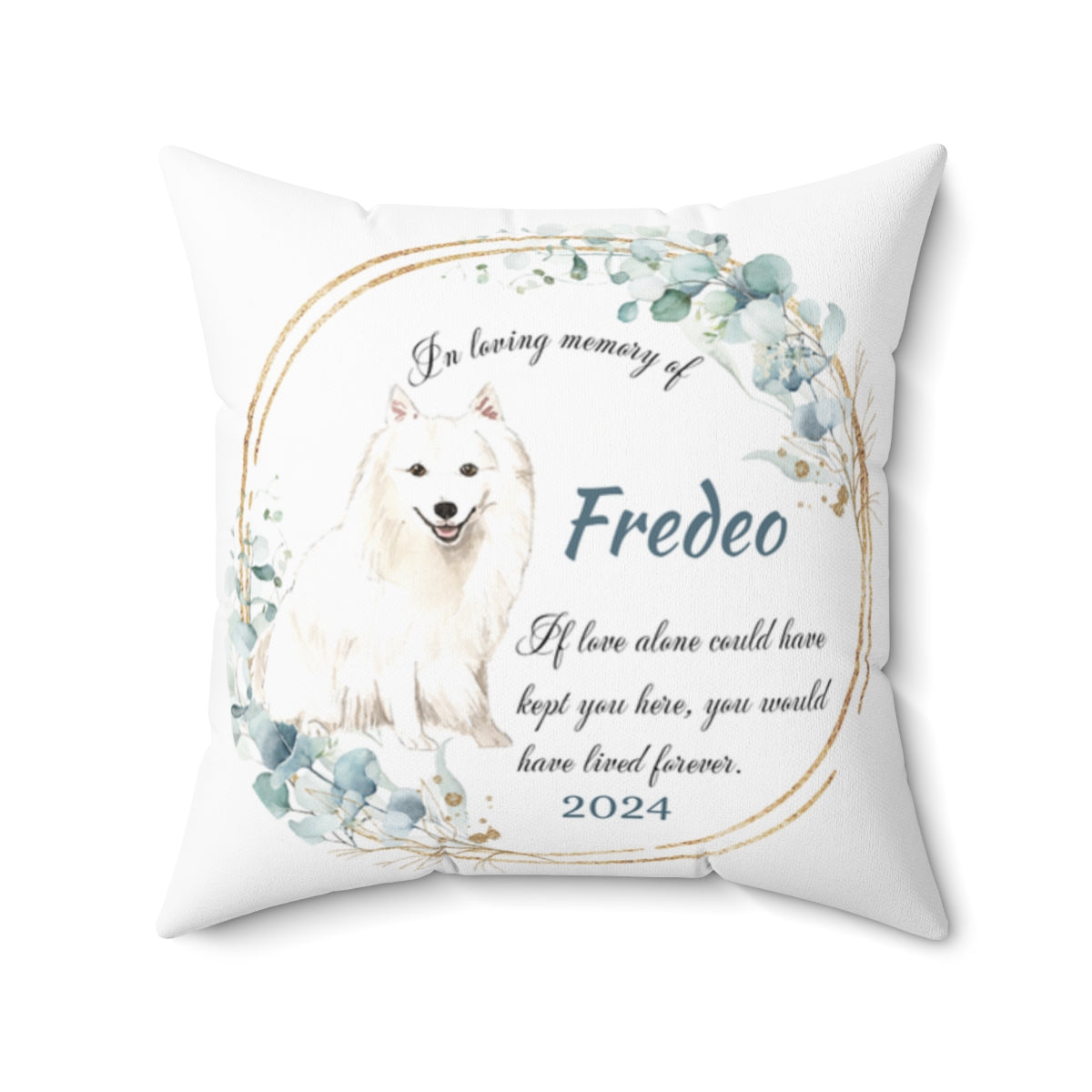 Memorial Japanese Spitz dog Cushion Memorial Polyester Square Throw Pillow
