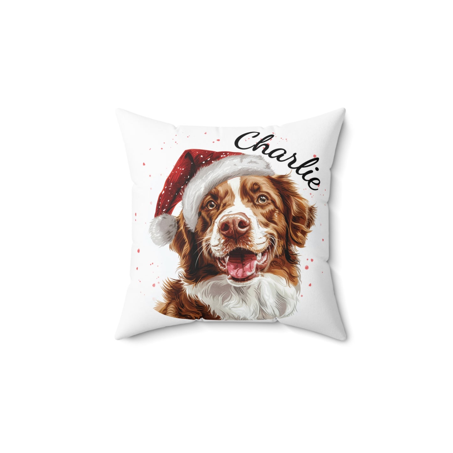 Personalized Christmas Dog Pillow, Custom Dog Cushion with Insert, Nova Scotia Duck Tolling Retriever Design, Holiday Décor Gift