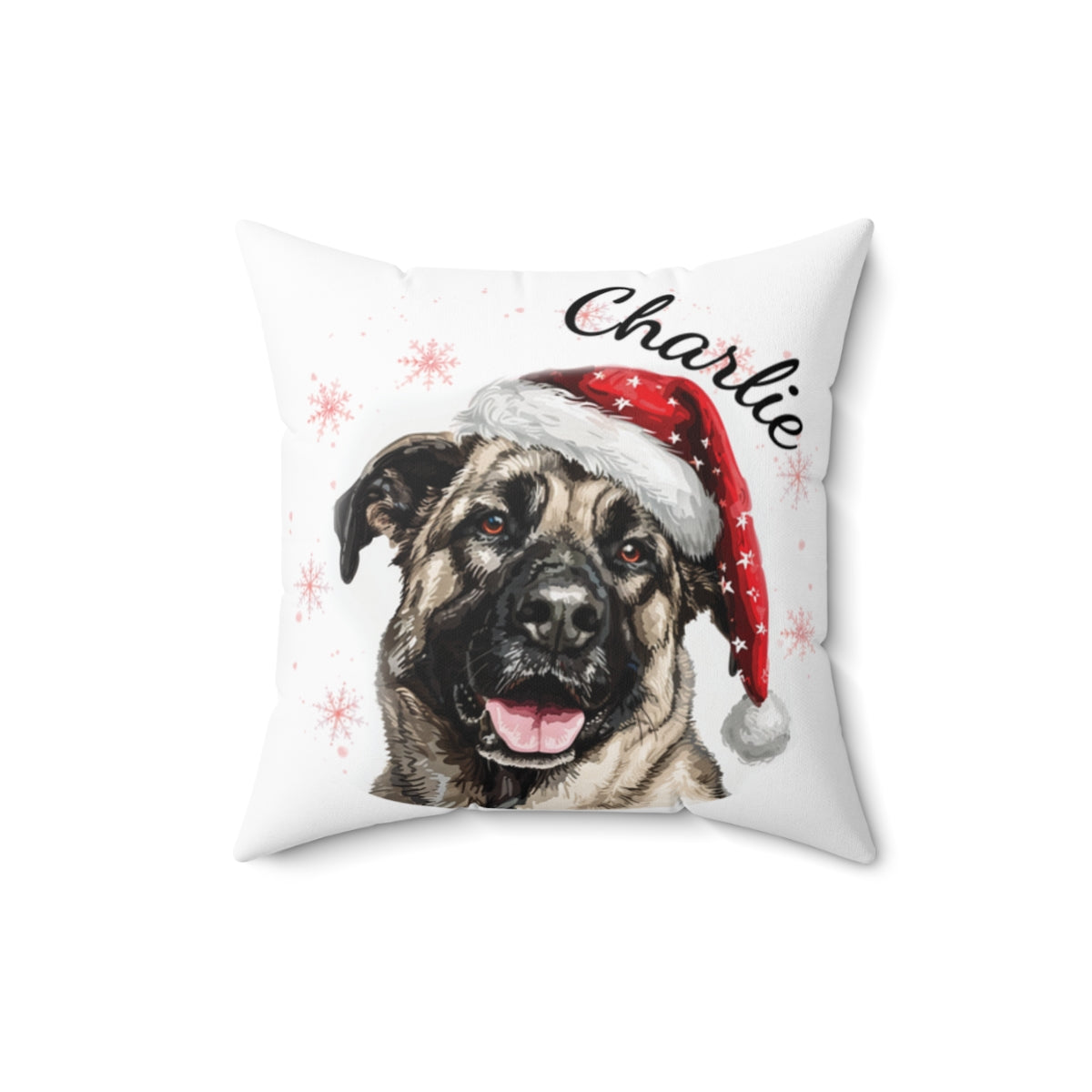 Christmas dog Cushions_Anatolian-Shepherd-2 Personalised Dog Christmas Spun Polyester Square Throw Cushion with Insert