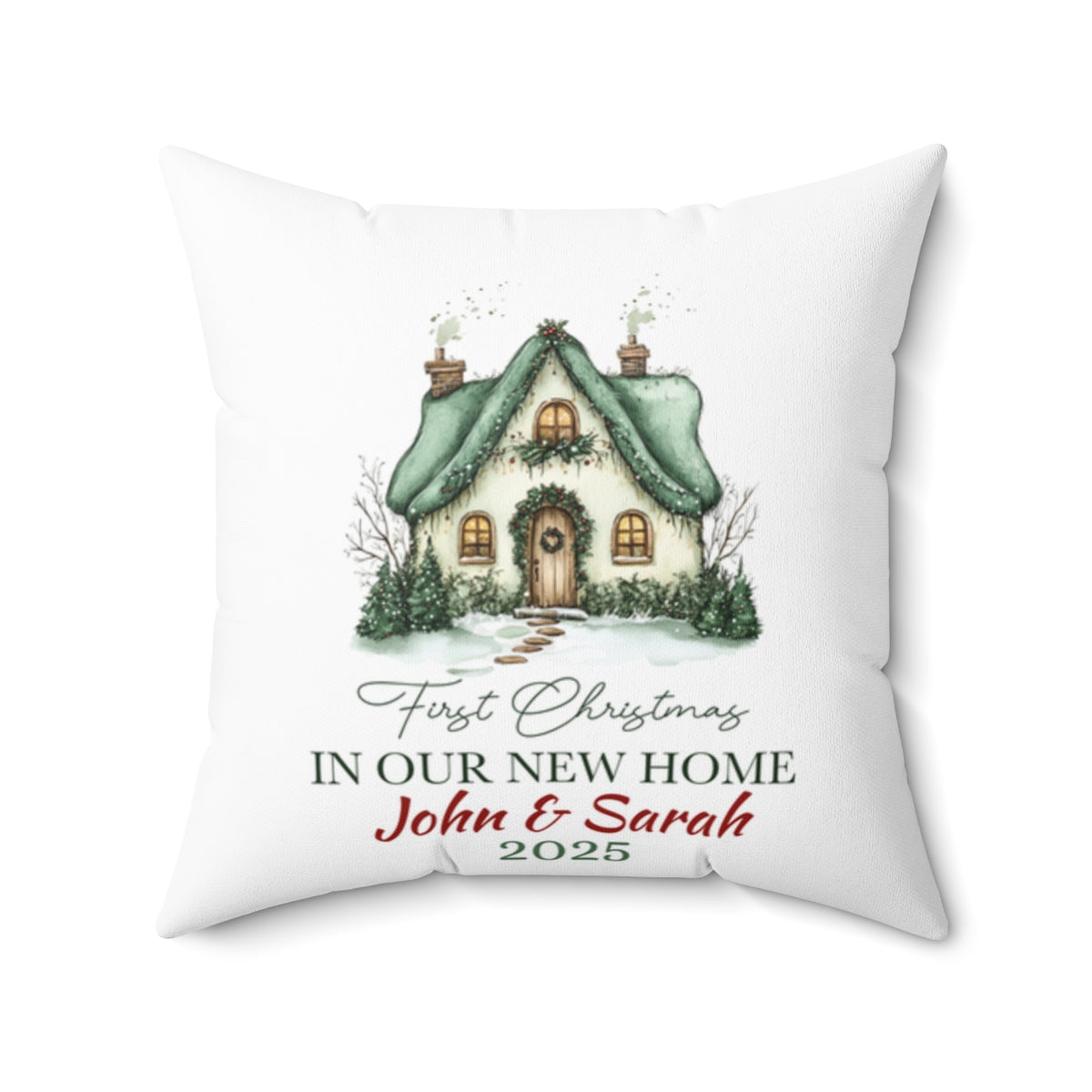 Our First Christmas in our New home Square Throw Pillow