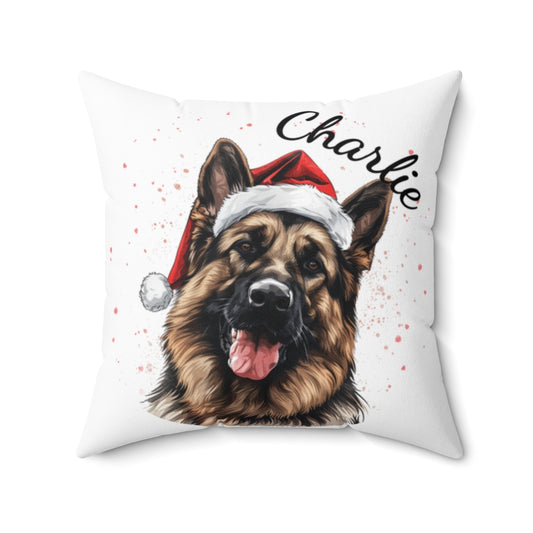 Christmas dog Cushions_German-Shepherd-1 Personalised Dog Christmas Spun Polyester Square Throw Cushion with Insert