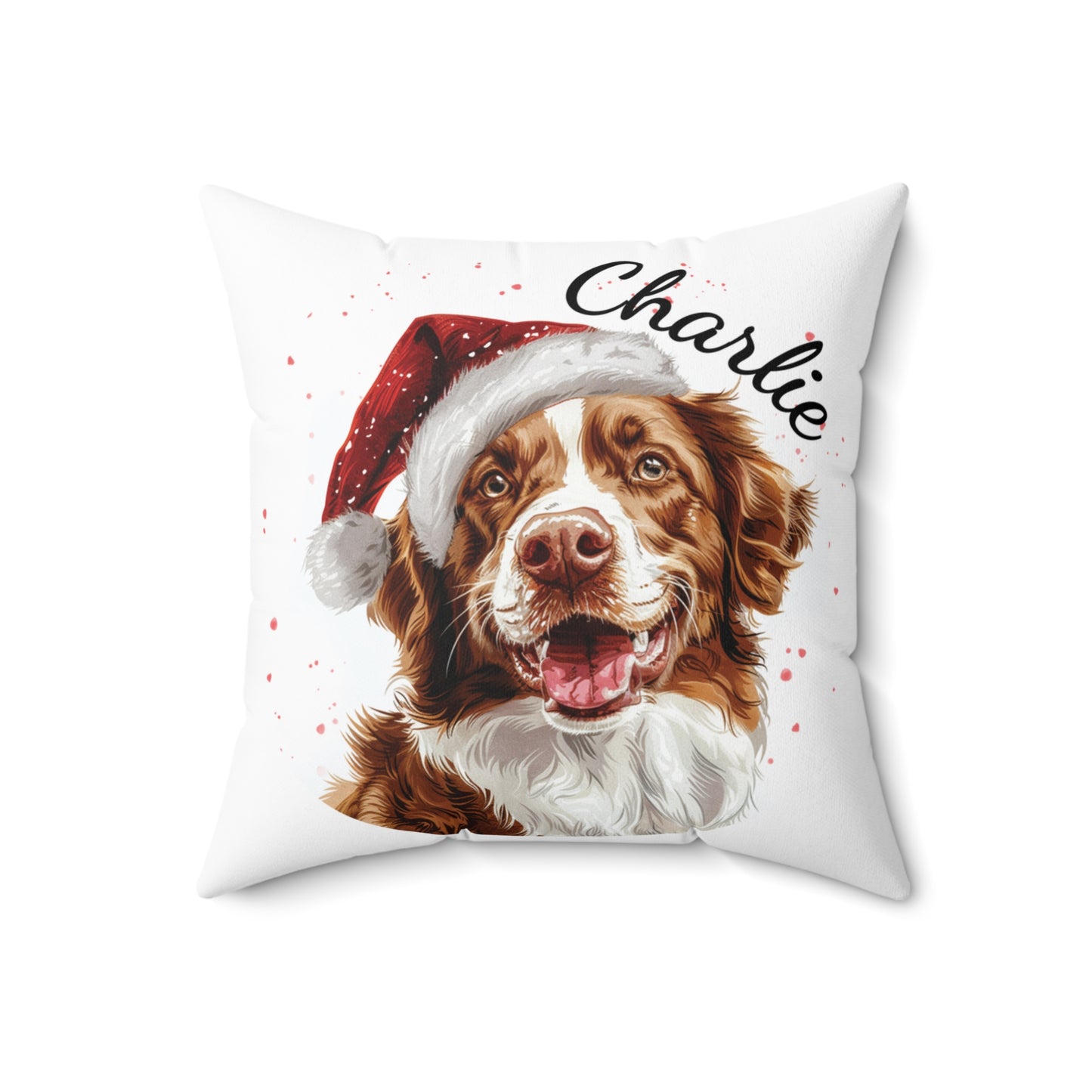 Personalized Christmas Dog Pillow, Custom Dog Cushion with Insert, Nova Scotia Duck Tolling Retriever Design, Holiday Décor Gift