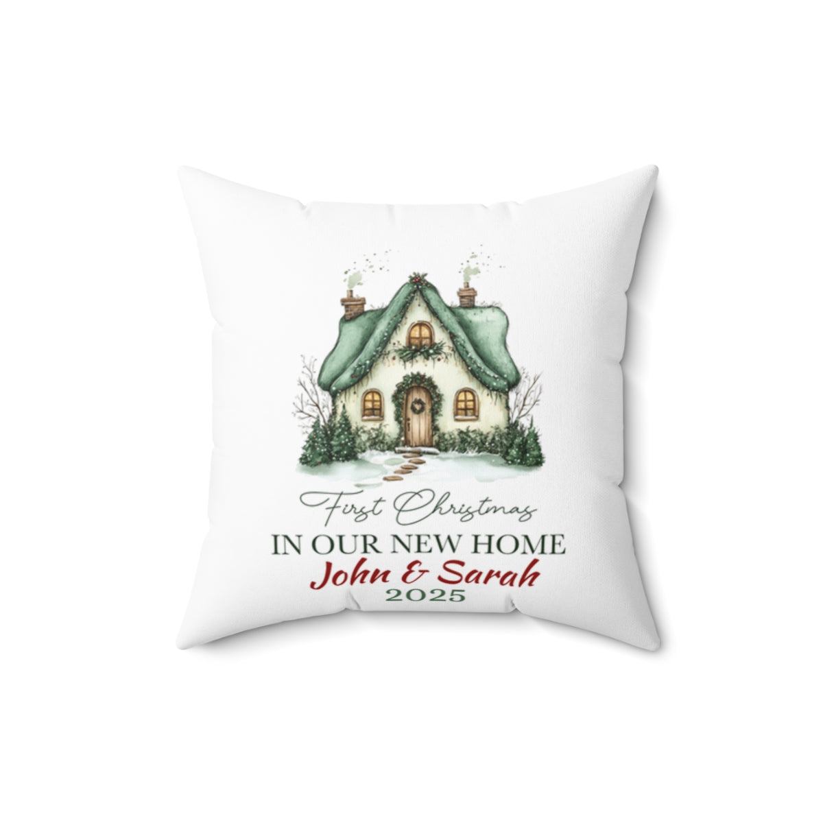 Our First Christmas in our New home Square Throw Pillow