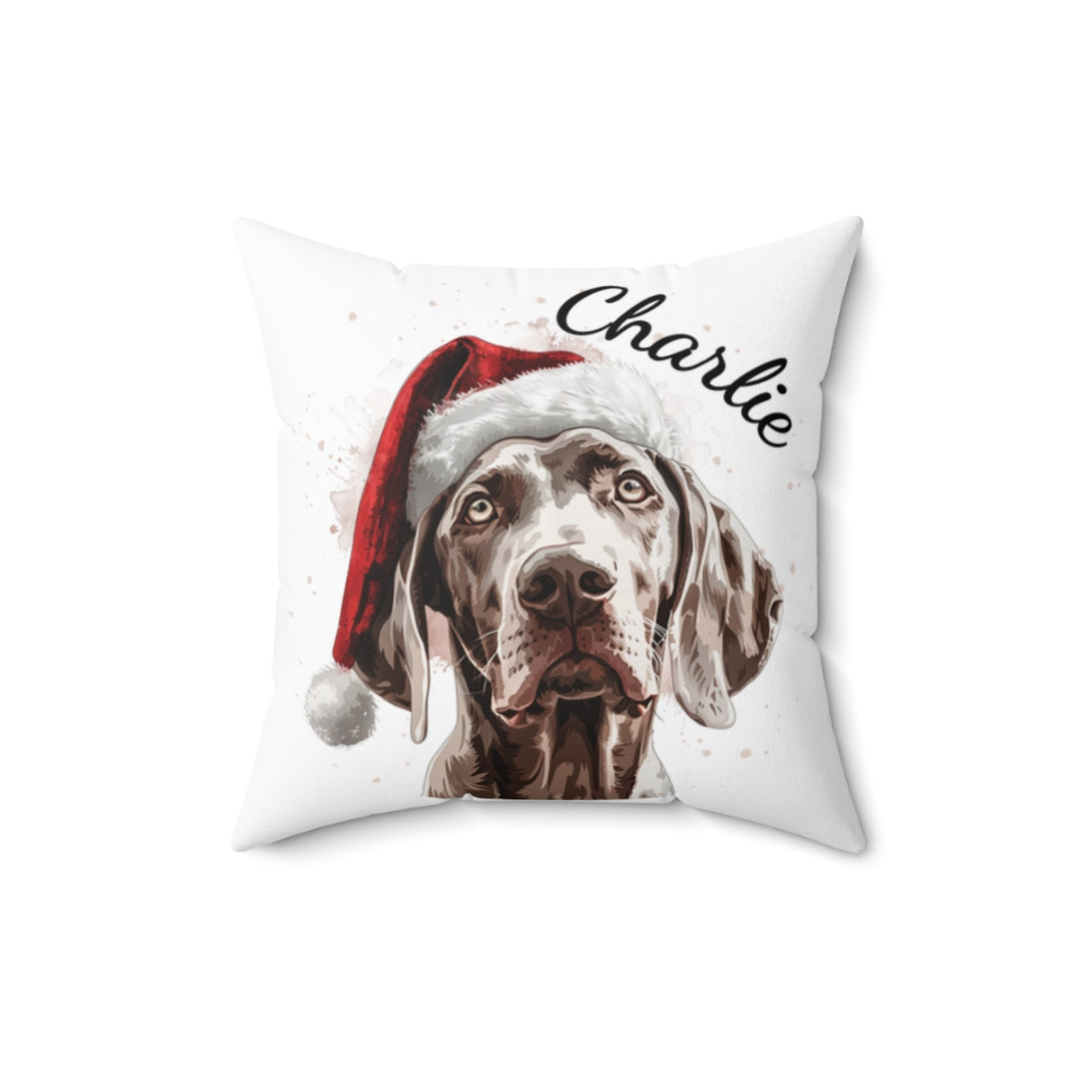 Christmas dog Cushions_Weimaraner-2 Personalised Dog Christmas Spun Polyester Square Throw Cushion with Insert - Maltese