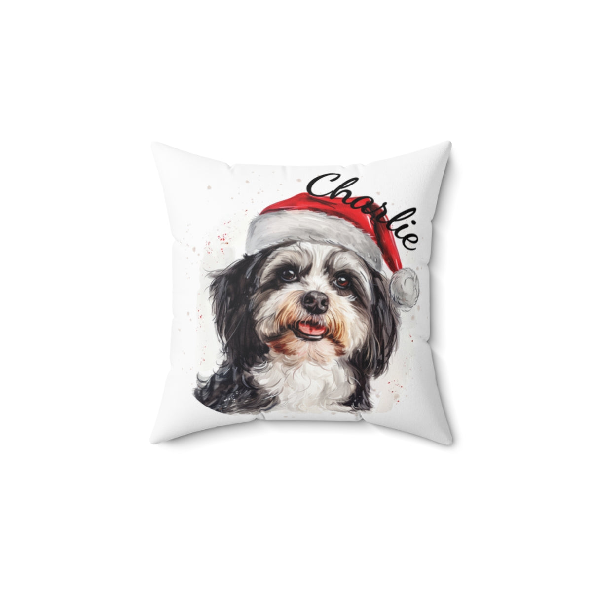 Christmas dog Cushions_Havanese-1 Personalised Dog Christmas Spun Polyester Square Throw Cushion with Insert