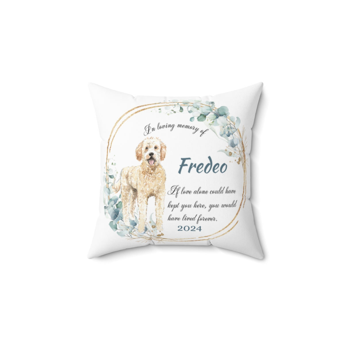 Memorial Golden Doodle Polyester Square Throw Pillow