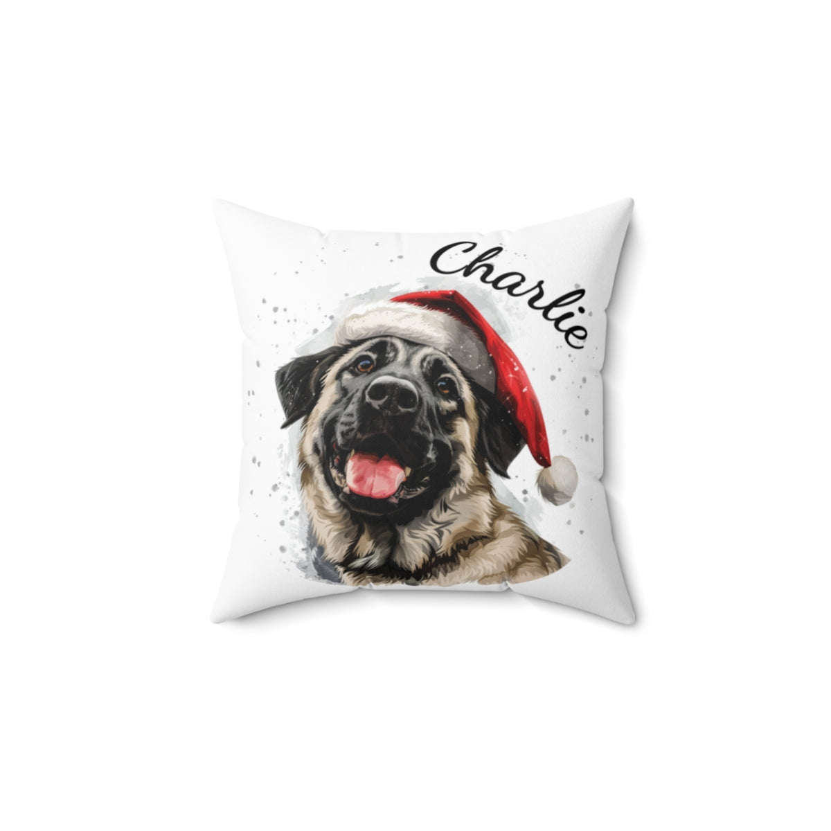 Christmas dog Cushions_Anatolian-Shepherd-1 Personalised Dog Christmas Spun Polyester Square Throw Cushion with Insert