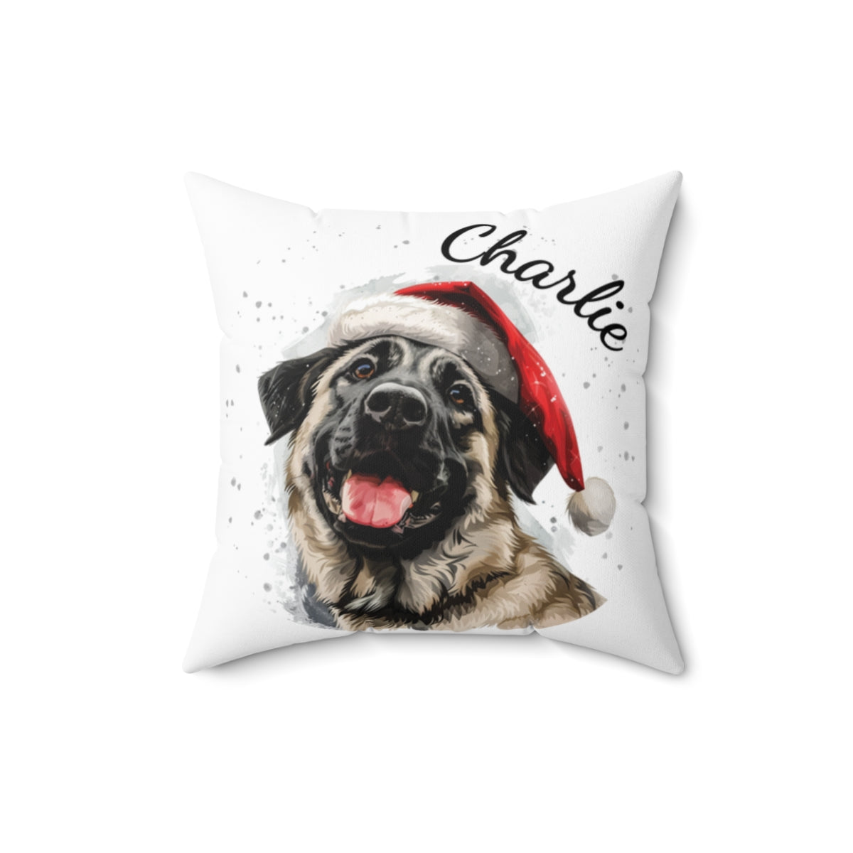 Christmas dog Cushions_Anatolian-Shepherd-1 Personalised Dog Christmas Spun Polyester Square Throw Cushion with Insert