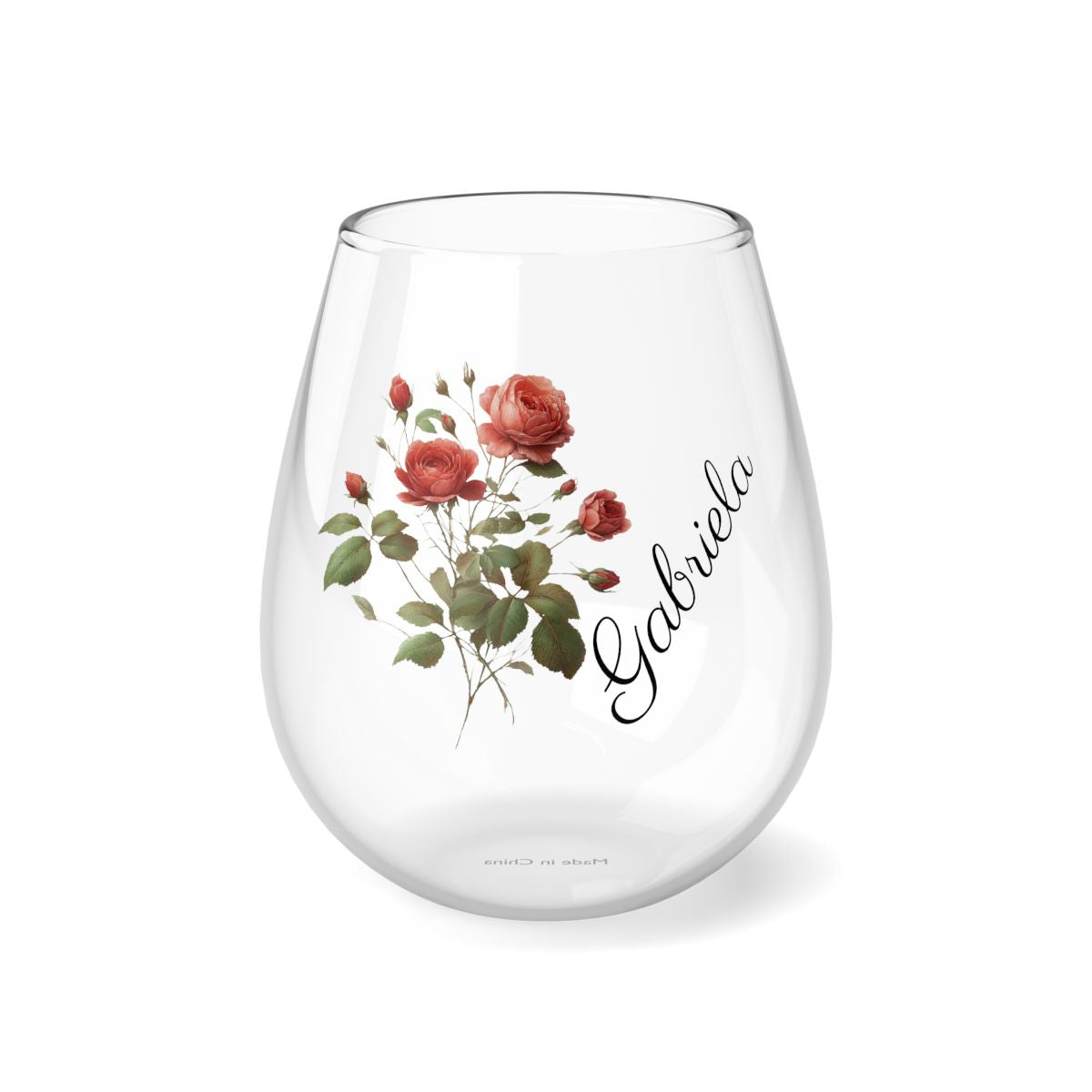 Rose June Personalised Floral Birthday Month Bouquet Wine Glass, Stemless Wine Glass, Whiskey Glass, Rocks Glass