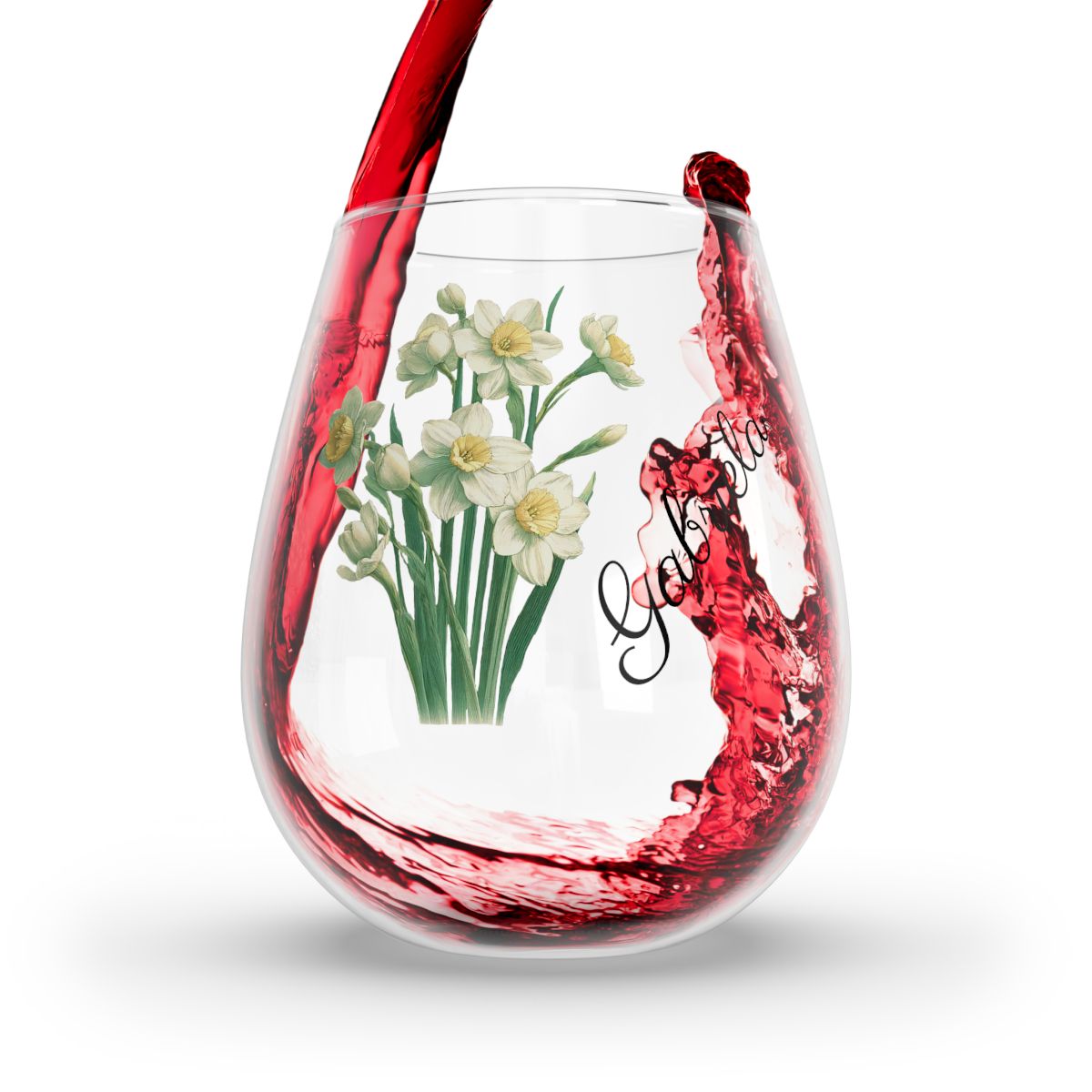 Narcissus December Personalised Floral Birthday Month Bouquet Wine Glass, Stemless Wine Glass, Whiskey Glass, Rocks Glass