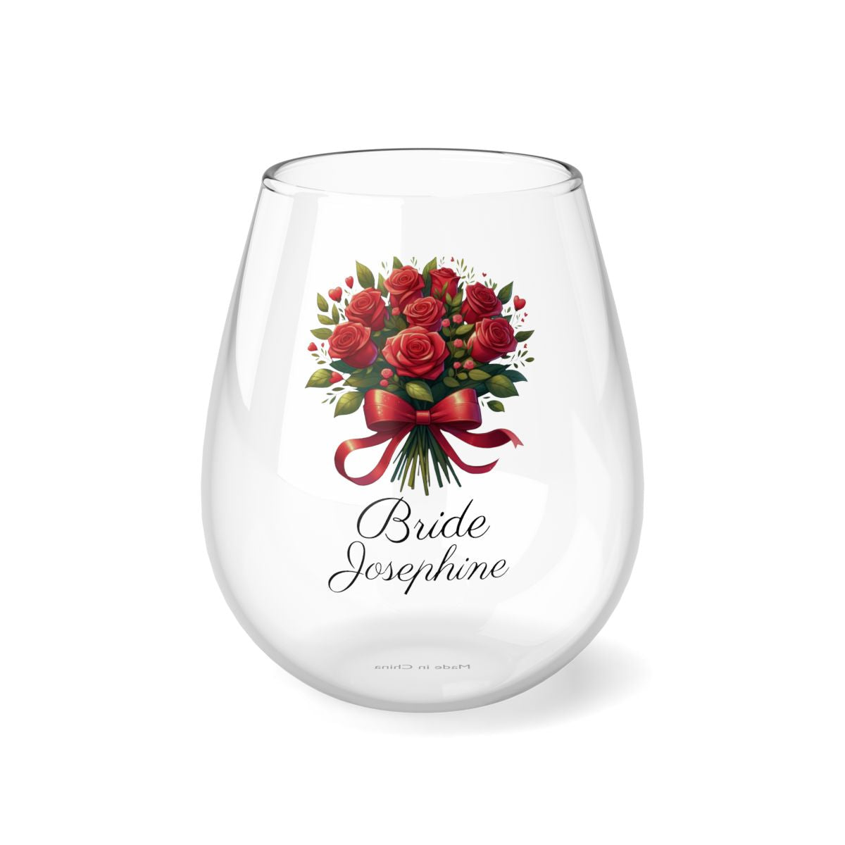 Personalised Floral Bouquet Wine Glass, Stemless Wine Glass, Whiskey Glass, Rocks Glass