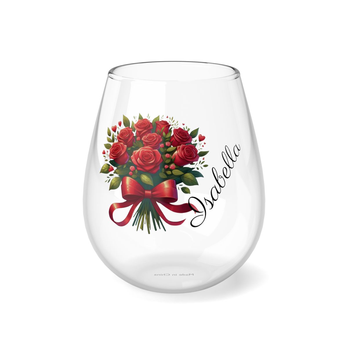 Personalised Floral Bouquet Wine Glass, Stemless Wine Glass, Whiskey Glass, Rocks Glass