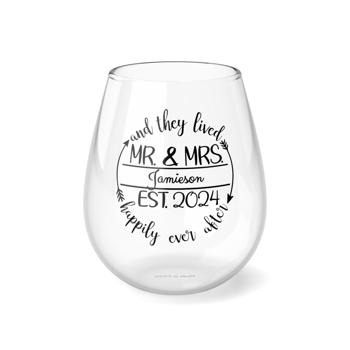 Mr And Mrs-15 Personalised Christmas Mr & Mrs Wine Glass 12oz, Whiskey Glass 6oz, Stemless Wine Glass 11.75oz, Rock Glass 10oz