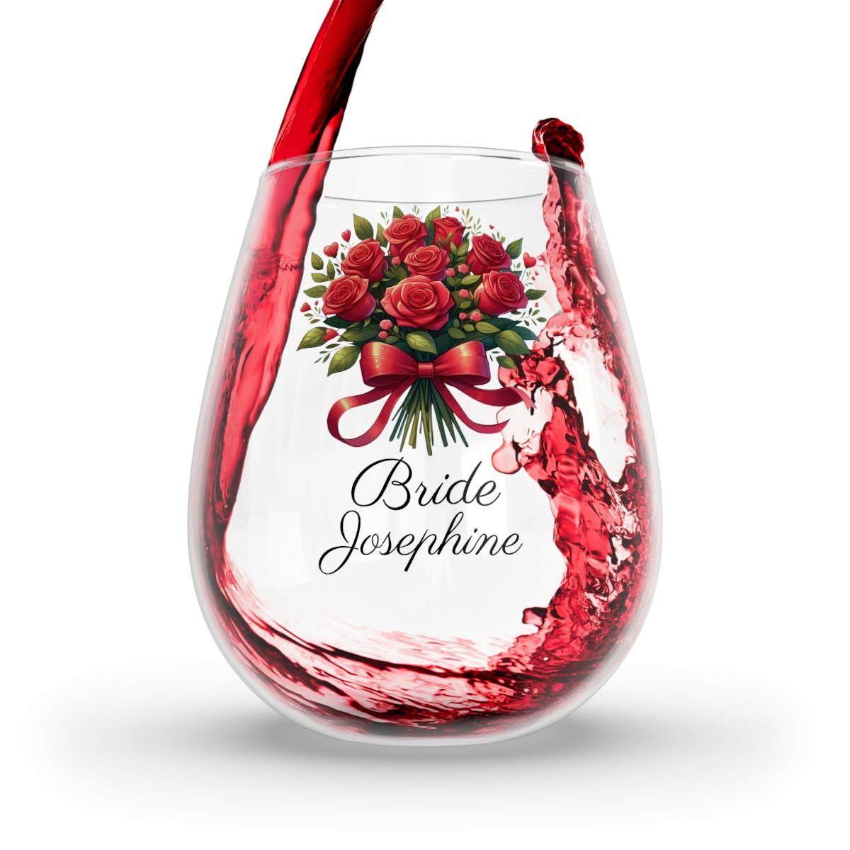 Personalised Floral Bouquet Wine Glass, Stemless Wine Glass, Whiskey Glass, Rocks Glass