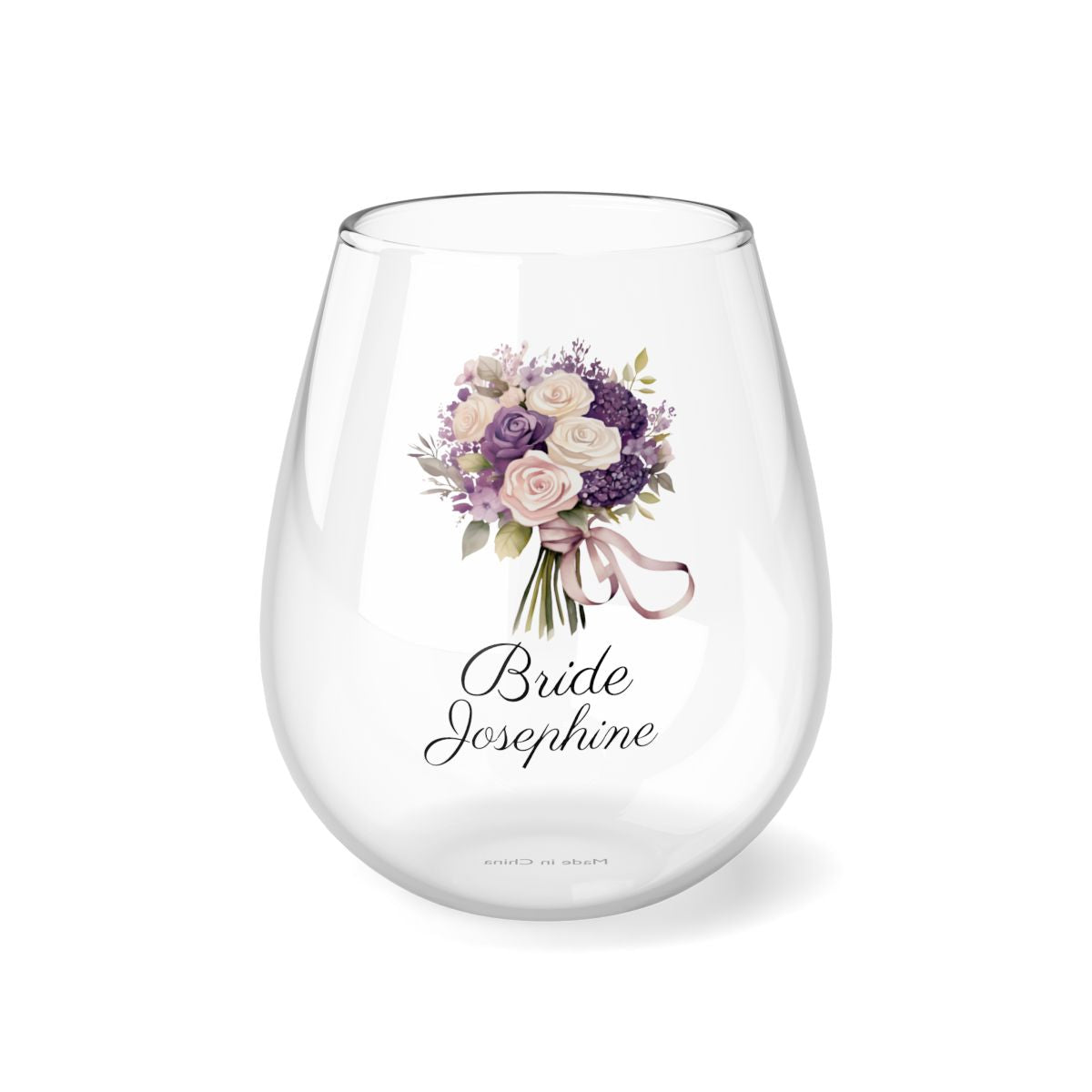 Wedding Bouquets Flower Personalised Floral Bouquet Wine Glass, Stemless Wine Glass, Whiskey Glass, Rocks Glass