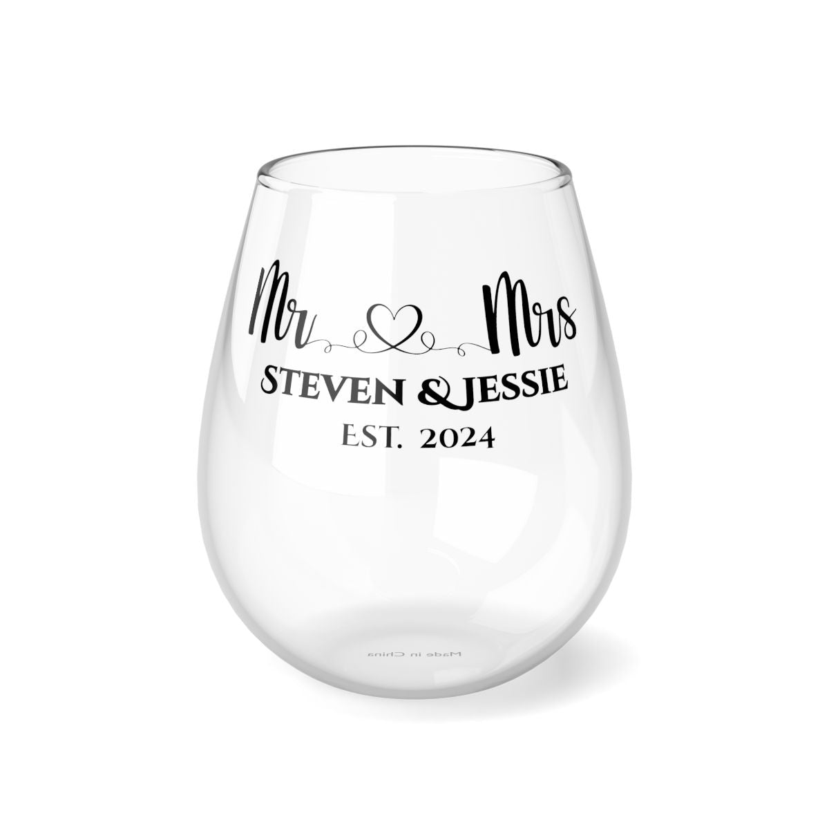 Mr And Mrs-13 Personalised Christmas Mr & Mrs Wine Glass 12oz, Whiskey Glass 6oz, Stemless Wine Glass 11.75oz, Rock Glass 10oz