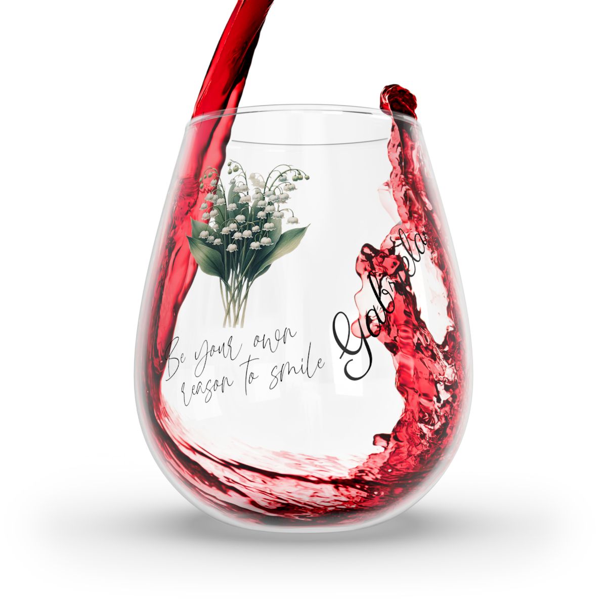Lily of the valley-May Quote Personalised Floral Birthday Month Bouquet Wine Glass, Stemless Wine Glass, Whiskey Glass, Rocks Glass