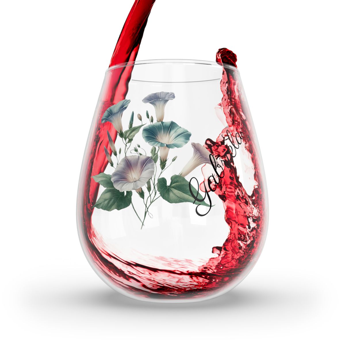 Morning Glory September Personalised Floral Birthday Month Bouquet Wine Glass, Stemless Wine Glass, Whiskey Glass, Rocks Glass