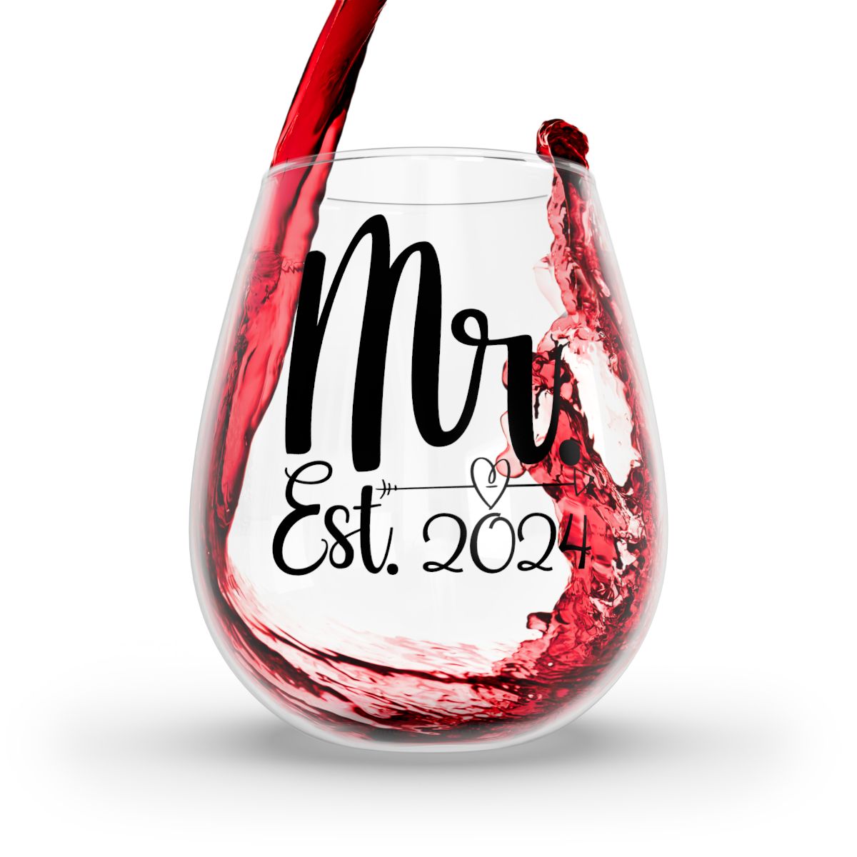 Mr And Mrs-2a Personalised Christmas Mr & Mrs Wine Glass 12oz, Whiskey Glass 6oz, Stemless Wine Glass 11.75oz, Rock Glass 10oz