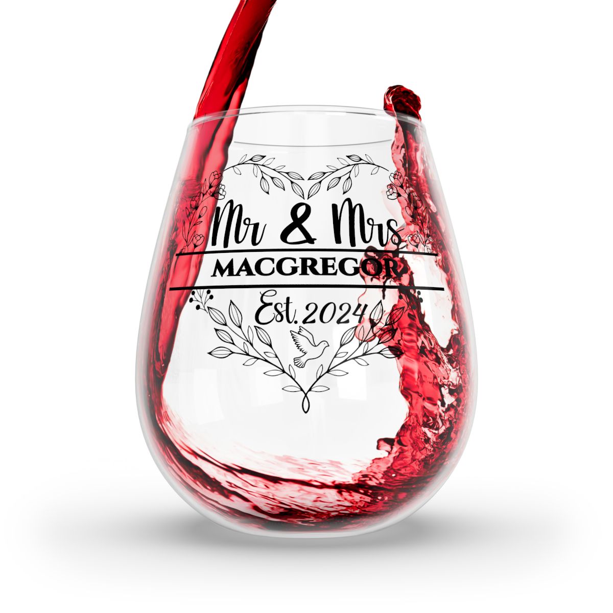 Mr And Mrs-21 Personalised Christmas Mr & Mrs Wine Glass 12oz, Whiskey Glass 6oz, Stemless Wine Glass 11.75oz, Rock Glass 10oz