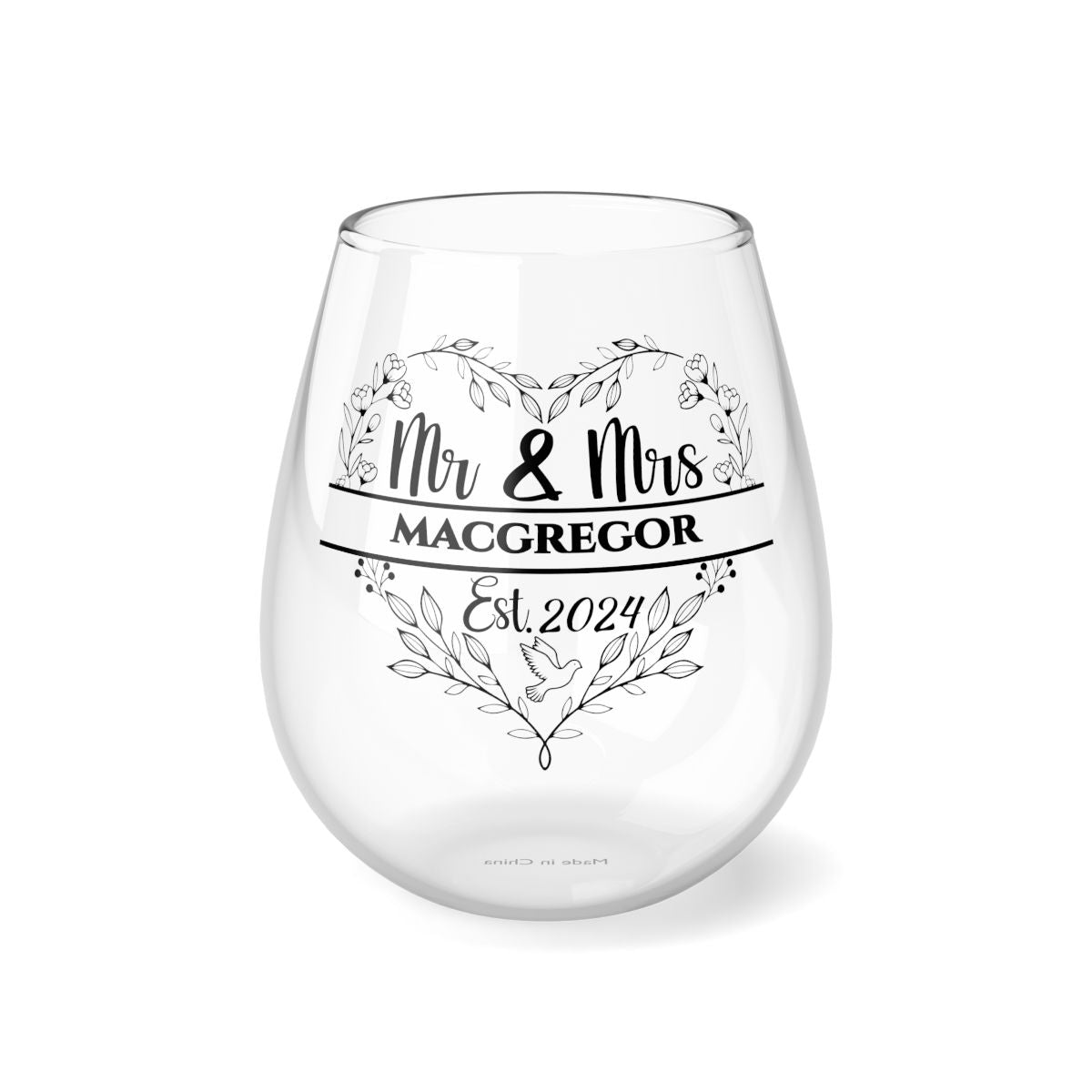 Mr And Mrs-21 Personalised Christmas Mr & Mrs Wine Glass 12oz, Whiskey Glass 6oz, Stemless Wine Glass 11.75oz, Rock Glass 10oz