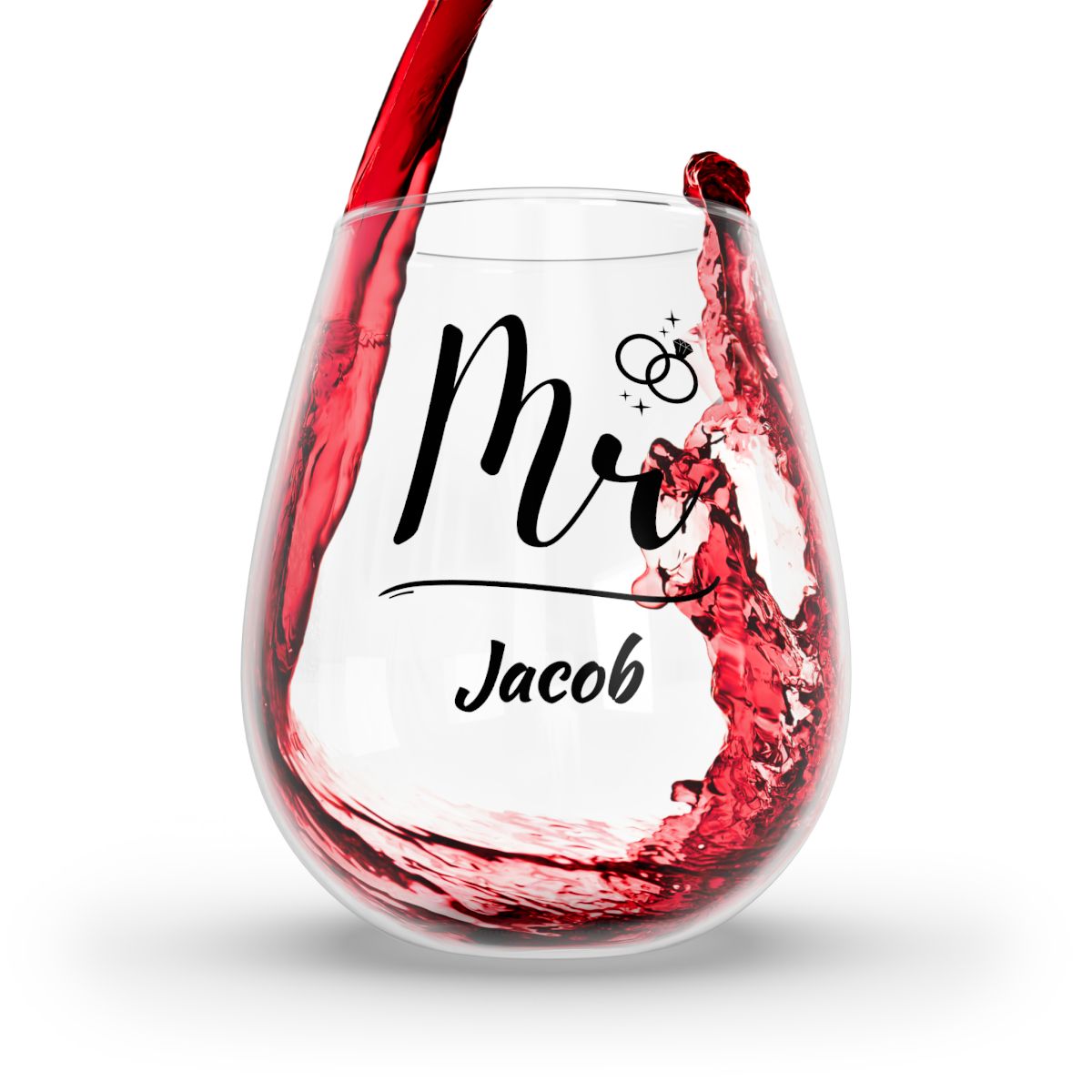 Personalised Christmas Mr & Mrs Wine Glass 12oz, Whiskey Glass 6oz, Stemless Wine Glass 11.75oz, Rock Glass 10oz