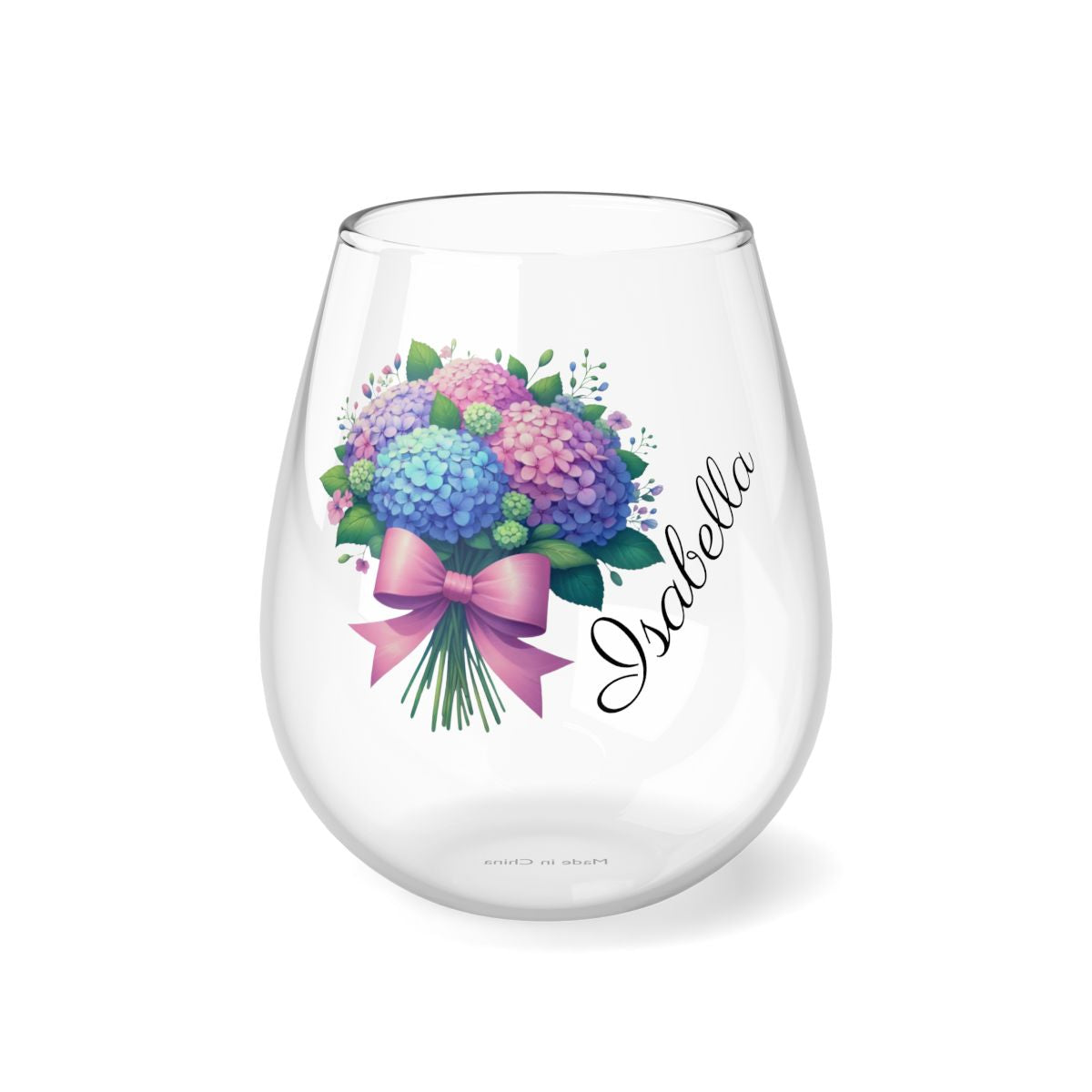 Personalised Floral Bouquet Wine Glass, Stemless Wine Glass, Whiskey Glass, Rocks Glass