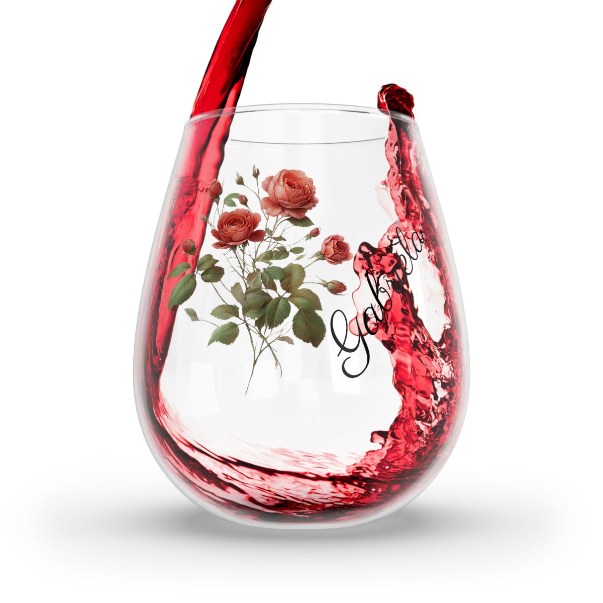 Rose June Personalised Floral Birthday Month Bouquet Wine Glass, Stemless Wine Glass, Whiskey Glass, Rocks Glass