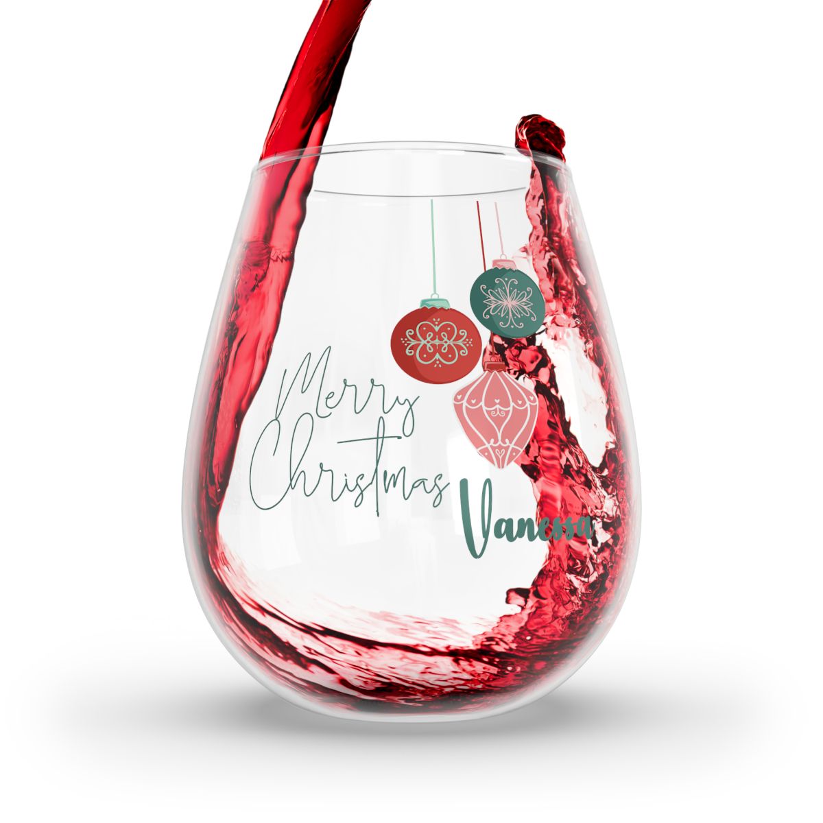 Our First Christmas as Mr and Mrs Personalised Christmas Mr & Mrs Wine Glass 12oz, Whiskey Glass 6oz, Stemless Wine Glass 11.75oz, Rock Glass 10oz