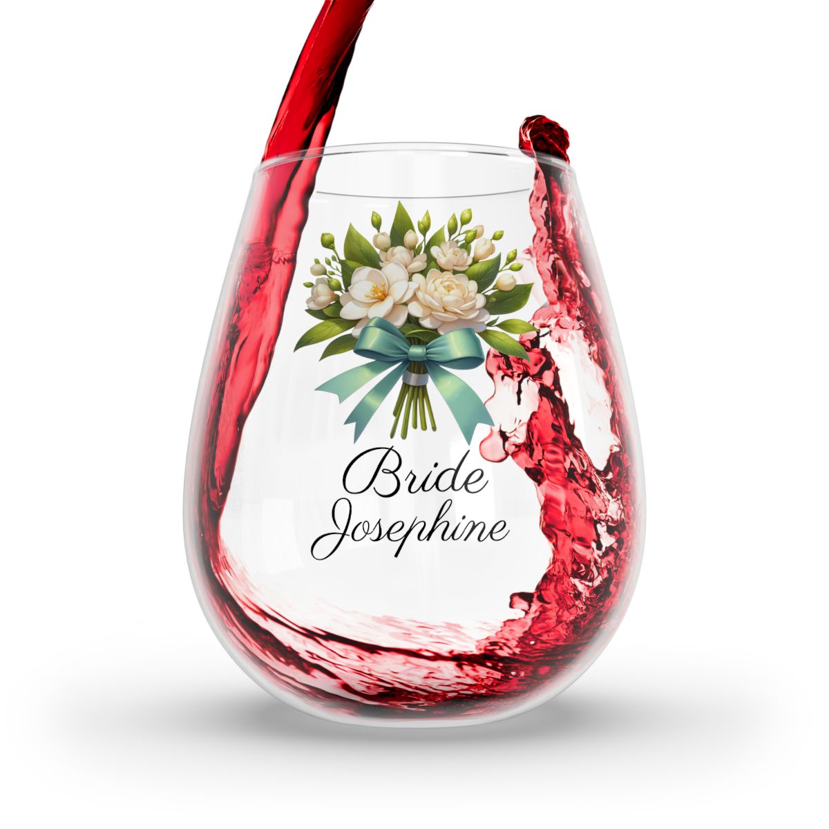 Personalised Floral Bouquet Wine Glass, Stemless Wine Glass, Whiskey Glass, Rocks Glass