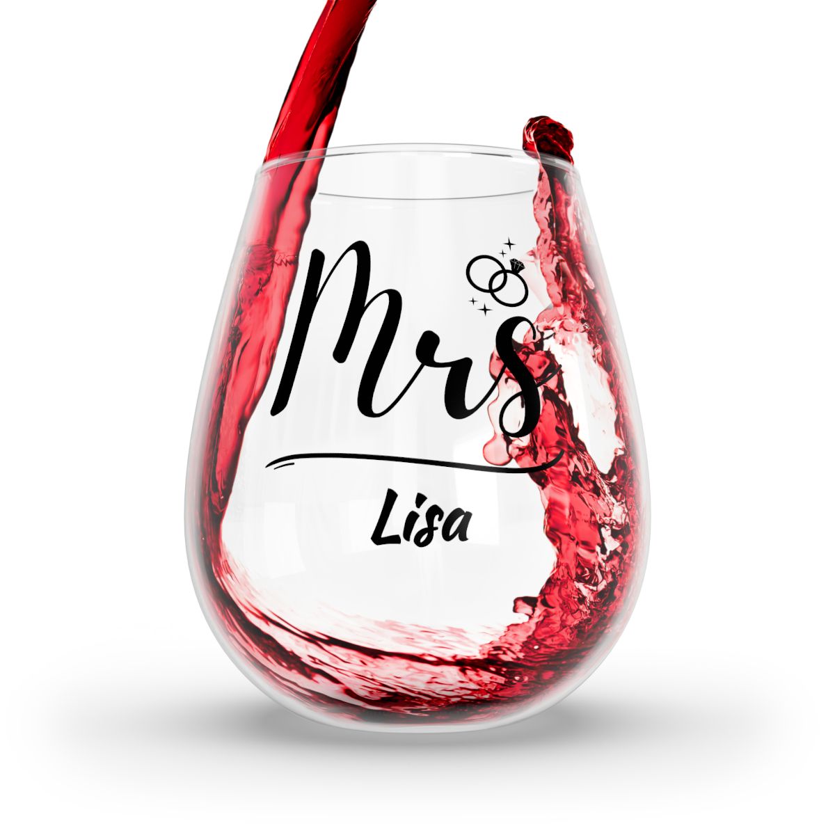 Personalised Christmas Mr & Mrs Wine Glass 12oz, Whiskey Glass 6oz, Stemless Wine Glass 11.75oz, Rock Glass 10oz