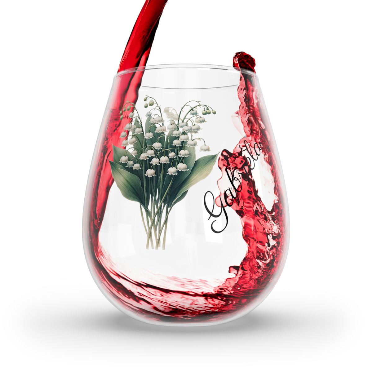 Lily of the valley May Personalised Floral Birthday Month Bouquet Wine Glass, Stemless Wine Glass, Whiskey Glass, Rocks Glass