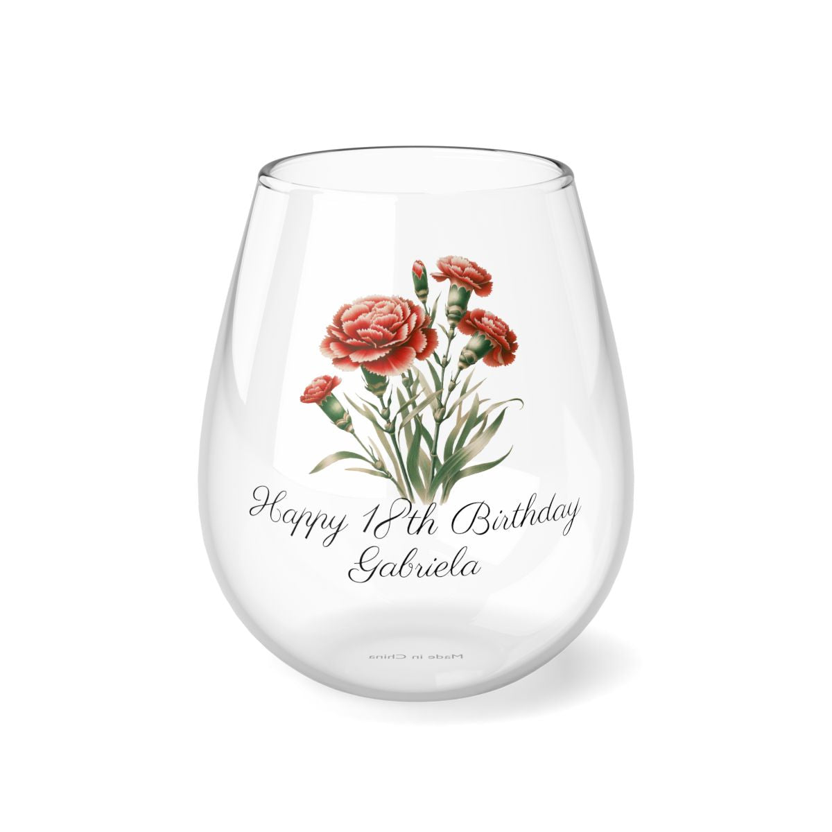 Personalised Floral Birthday Month Bouquet Wine Glass, Stemless Wine Glass, Whiskey Glass, Rocks Glass