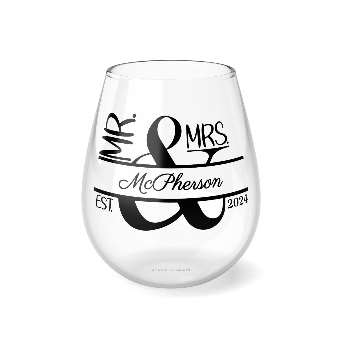 Mr And Mrs-18 Personalised Christmas Mr & Mrs Wine Glass 12oz, Whiskey Glass 6oz, Stemless Wine Glass 11.75oz, Rock Glass 10oz