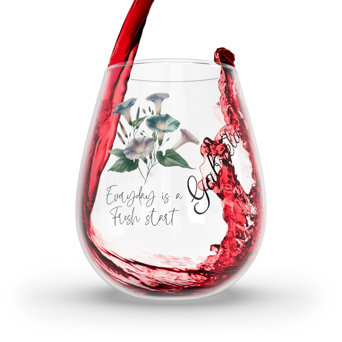 MorningGlory-September Quote Personalised Floral Birthday Month Bouquet Wine Glass, Stemless Wine Glass, Whiskey Glass, Rocks Glass