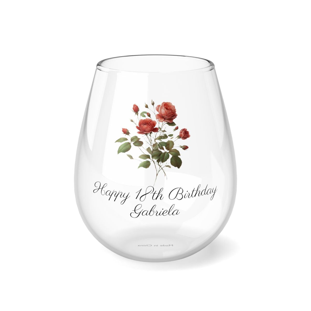 Rose June Personalised Floral Birthday Month Bouquet Wine Glass, Stemless Wine Glass, Whiskey Glass, Rocks Glass