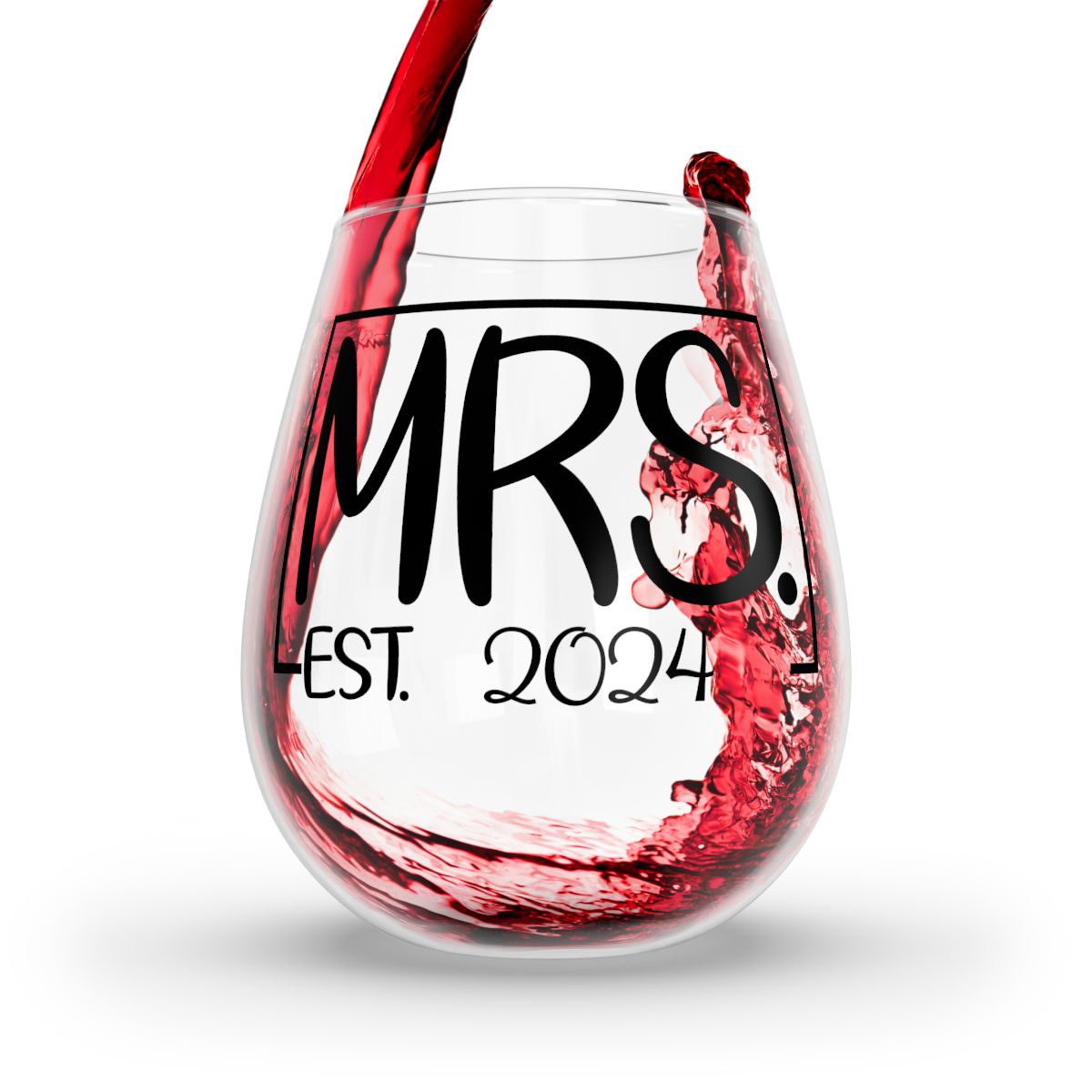 Mr And Mrs 1 Personalised Christmas Mr & Mrs Wine Glass 12oz, Whiskey Glass 6oz, Stemless Wine Glass 11.75oz, Rock Glass 10oz