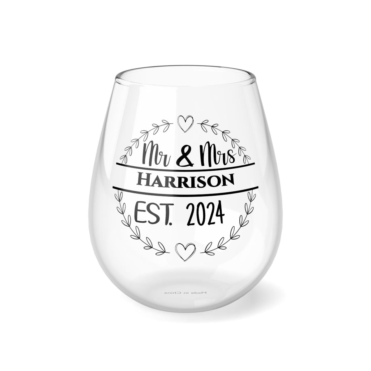 Mr And Mrs-19 Personalised Christmas Mr & Mrs Wine Glass 12oz, Whiskey Glass 6oz, Stemless Wine Glass 11.75oz, Rock Glass 10oz