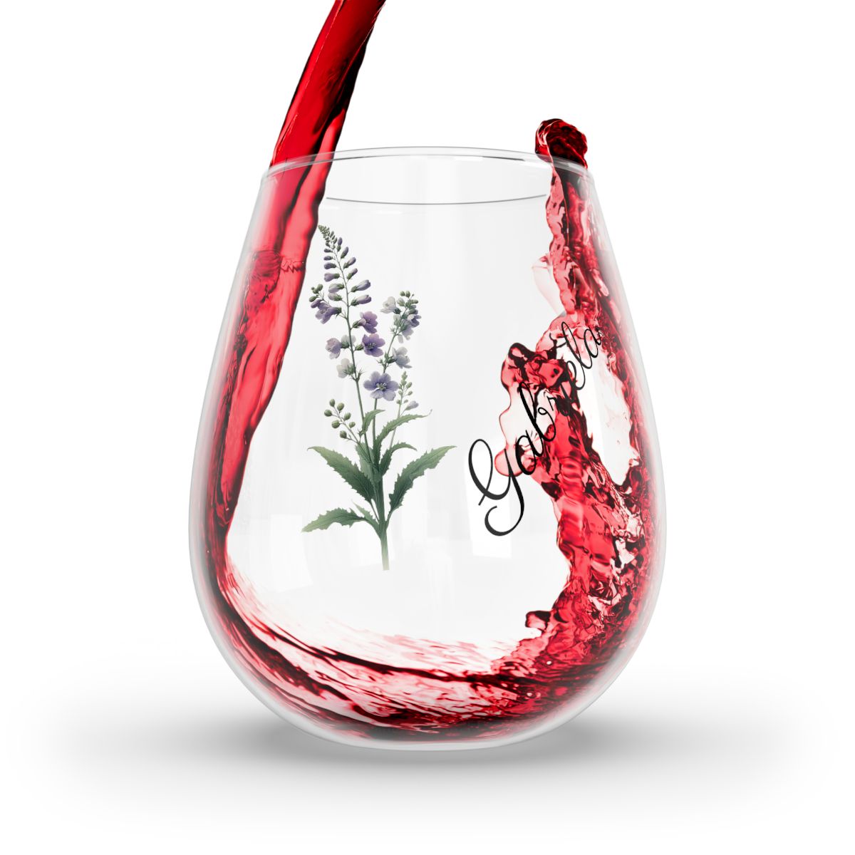 Larkspur July Personalised Floral Birthday Month Bouquet Wine Glass, Stemless Wine Glass, Whiskey Glass, Rocks Glass