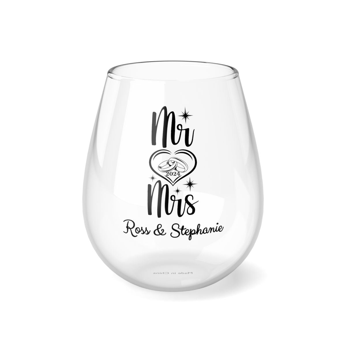 Mr And Mrs-10 Personalised Christmas Mr & Mrs Wine Glass 12oz, Whiskey Glass 6oz, Stemless Wine Glass 11.75oz, Rock Glass 10oz