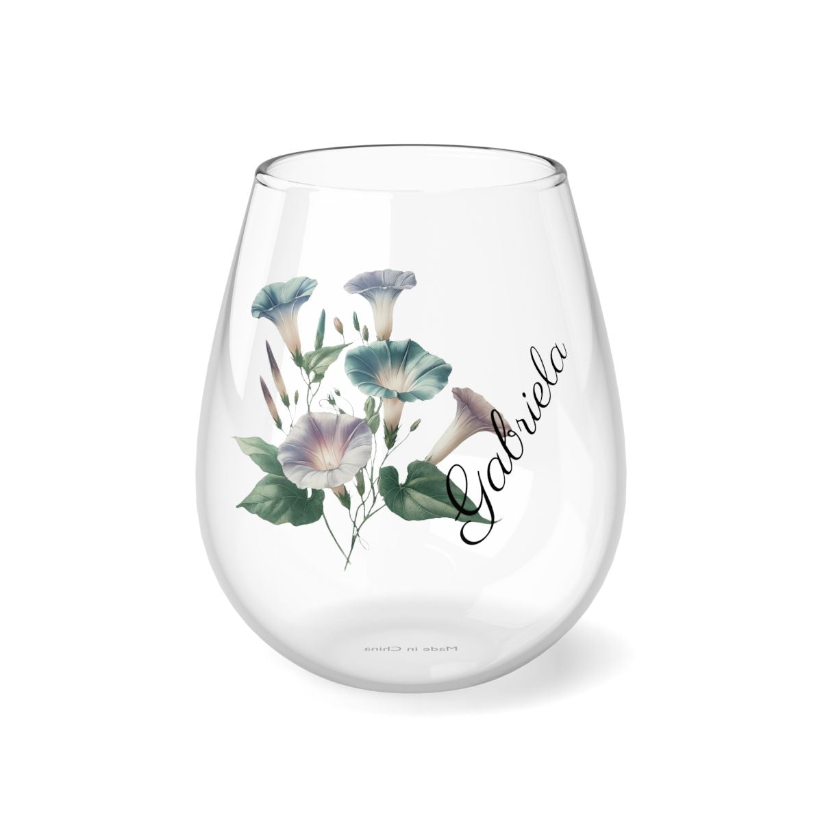 Morning Glory September Personalised Floral Birthday Month Bouquet Wine Glass, Stemless Wine Glass, Whiskey Glass, Rocks Glass