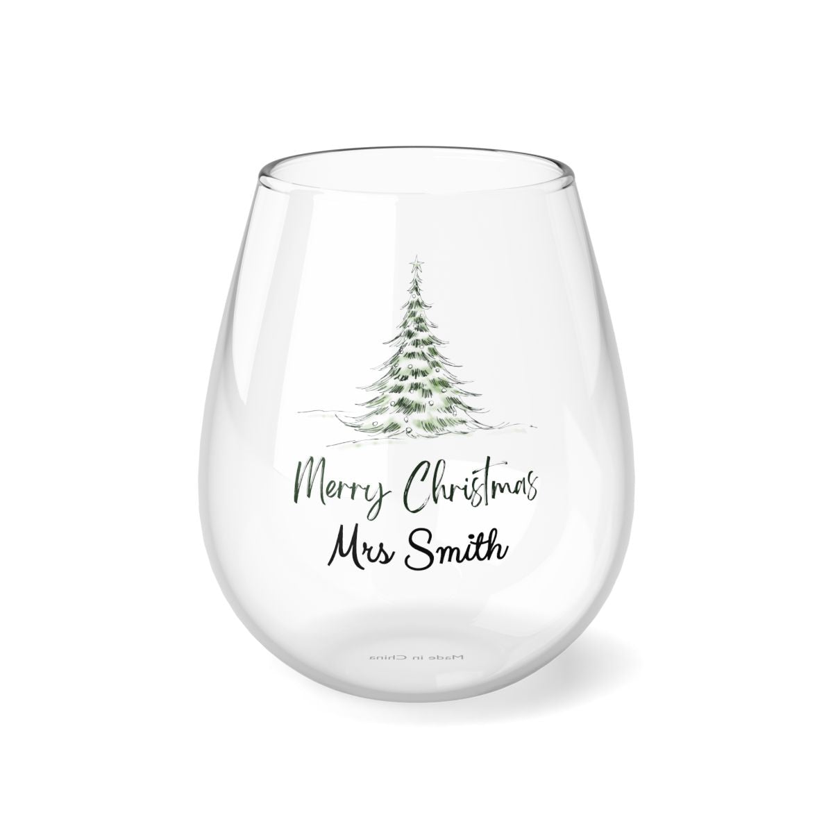 Merry Christmas Personalised Christmas Wine Glass 12oz, Whiskey Glass 6oz, Stemless Wine Glass 11.75oz, Rock Glass 10oz