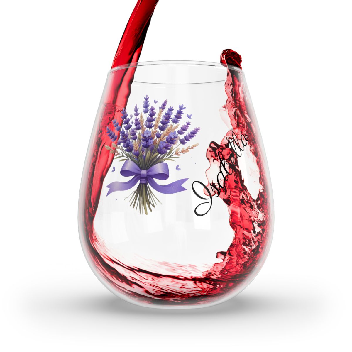 Personalised Floral Bouquet Wine Glass, Stemless Wine Glass, Whiskey Glass, Rocks Glass