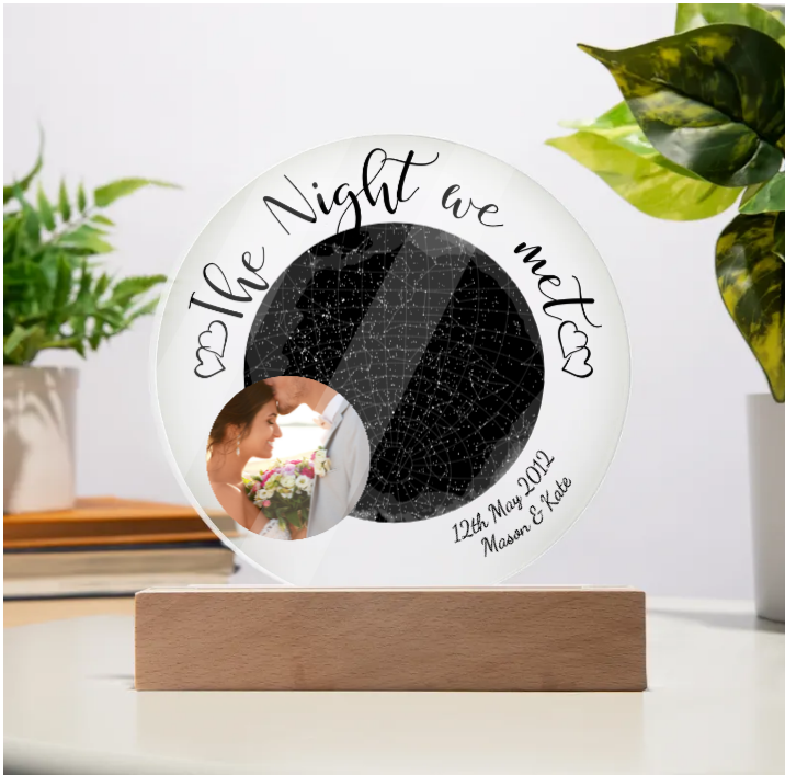 Personalised Circle Acrylic Plaque - The Night we Met