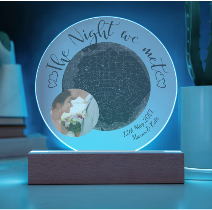 Personalised Circle Acrylic Plaque - The Night we Met