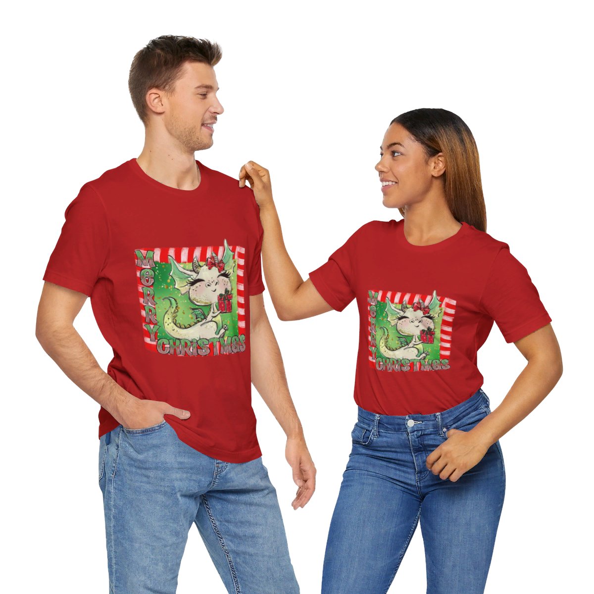 Christmas Dragon Unisex Jersey Short Sleeve Tee Christmas