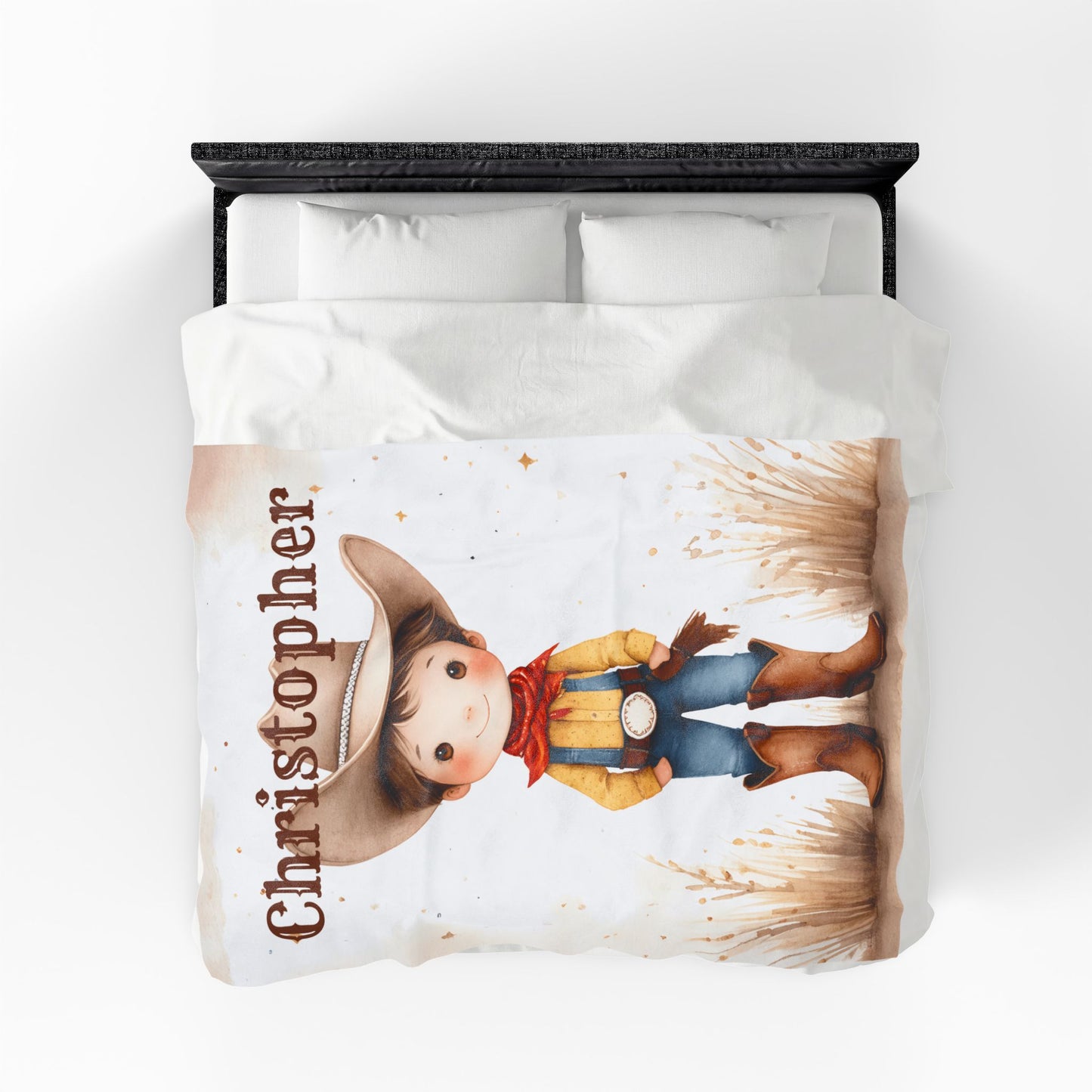 Personalized Cowboy/Cowgirl Blanket, Custom Name Kids Throw, Cozy Western Décor, Soft Velveteen Blanket, Personalized Gift
